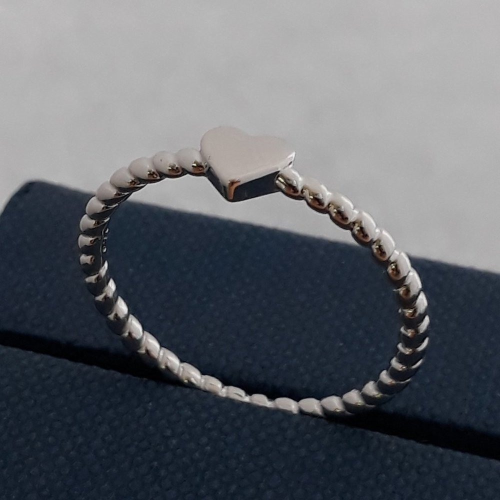 925 Sterling Silver Rope Style Heart Ring